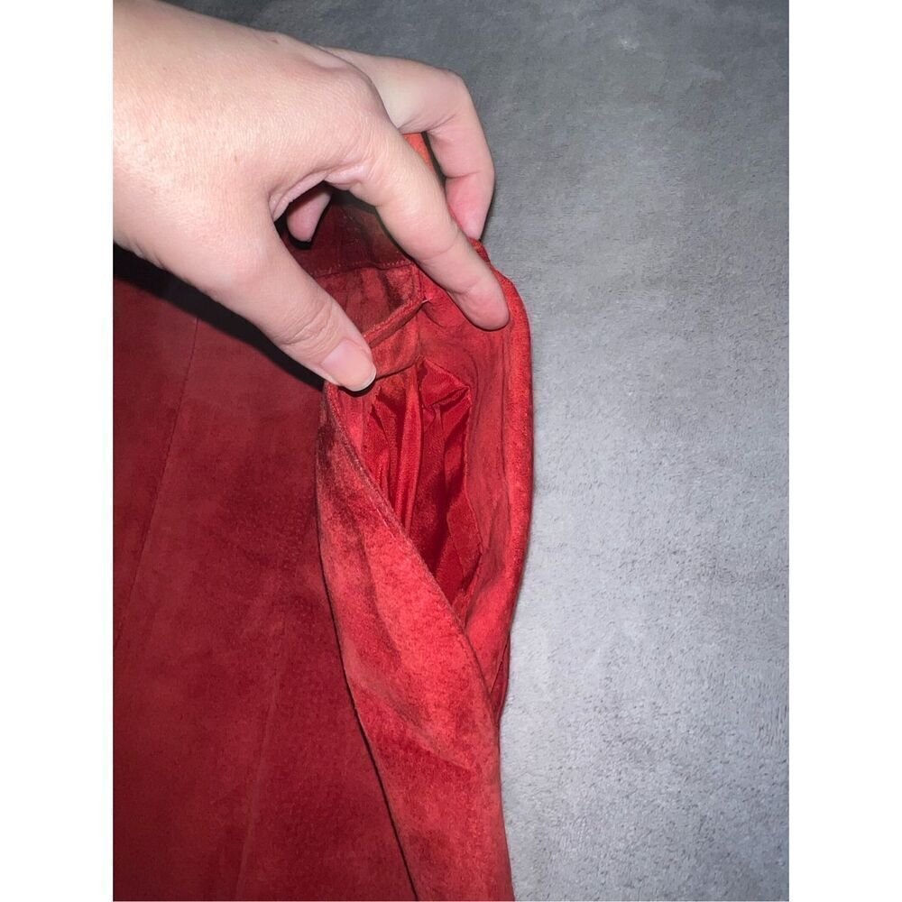 Vintage Red Leather Midi Skirt Women’s 12 - Picture 9 of 9